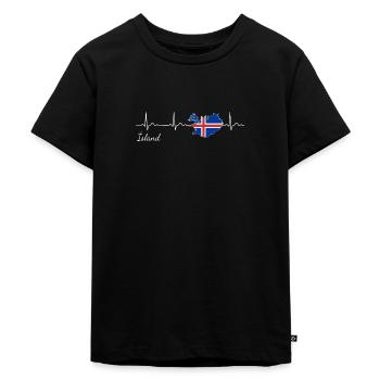 Island Herzschlag Heartbeat - Kinder Premium Bio T-Shirt - Schwarz - Vorne - Mikhail (115cm)