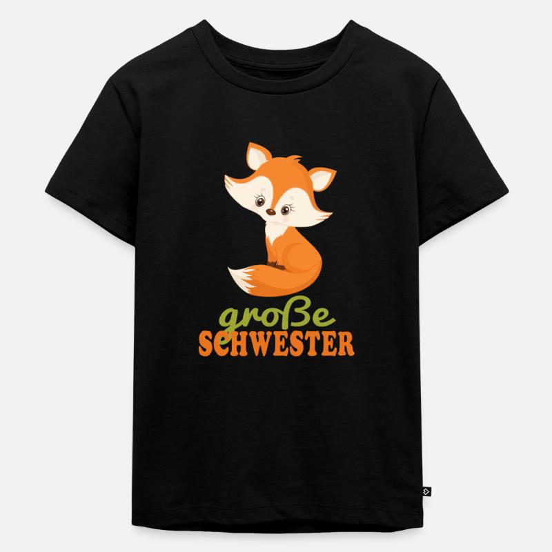 große Schwester Fuchs - Kinder Premium Bio T-Shirt - Schwarz