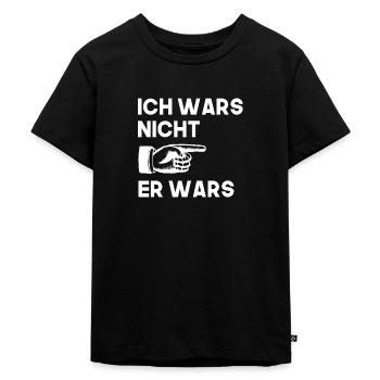 Ich wars nicht - er wars - Kinder Premium Bio T-Shirt - Schwarz - Vorne - Mikhail (115cm)