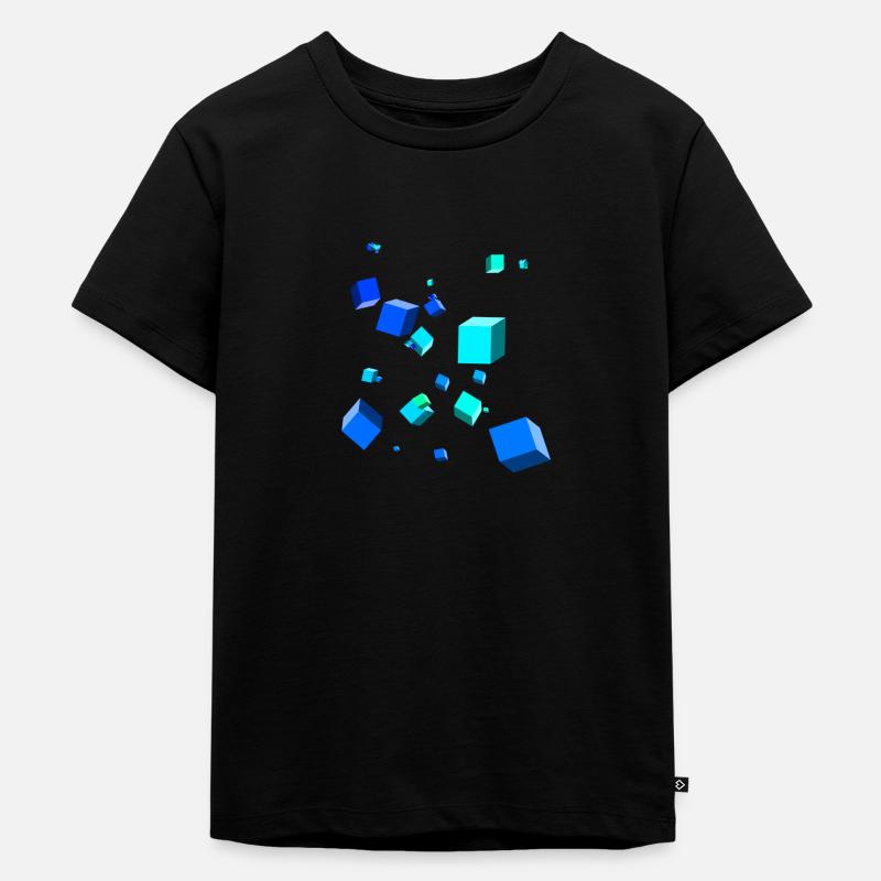 3D-Würfel - Kinder Premium Bio T-Shirt - Schwarz