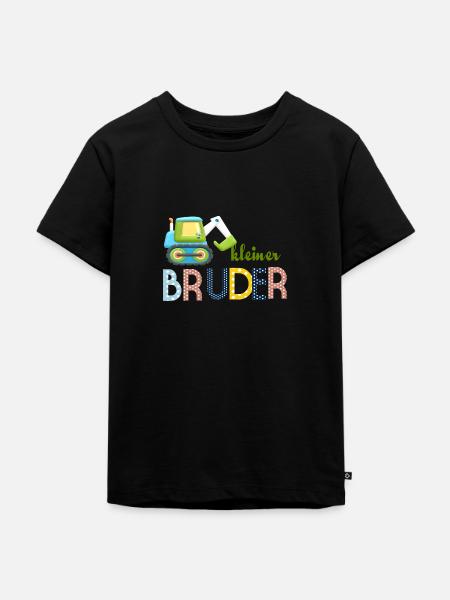 kleiner Bruder Traktor - Kinder Premium Bio T-Shirt - Schwarz
