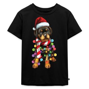 Noël Rottweiler Noël Père Noël Mignon Chien Cadeau - T-shirt Premium bio Enfant - noir - Devant - Mikhail (115cm)