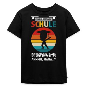 Schulkind Anfang Schulanfänger Geschenk - Kinder Premium Bio T-Shirt - Schwarz - Vorne - Mikhail (115cm)