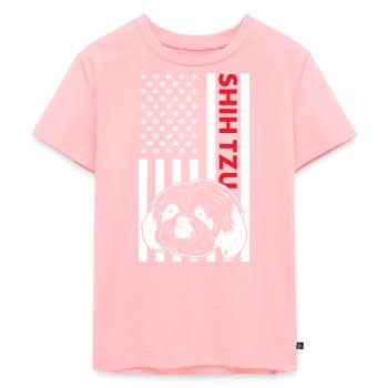 Shih Tzu Us Drapeau - T-shirt Premium bio Enfant - rose - Devant - AI Model Kid Female (0cm)