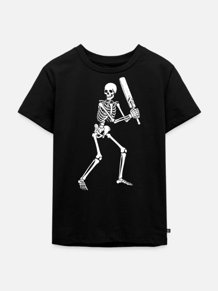 Skeleton spielt Cricket - Kinder Premium Bio T-Shirt - Schwarz