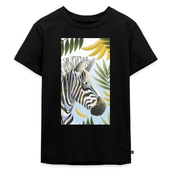 Zebra - Kinder Premium Bio T-Shirt - Schwarz - Vorne - Mikhail (115cm)