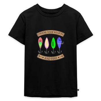 pêcheur à la ligne - T-shirt Premium bio Enfant - noir - Devant - Mikhail (115cm)