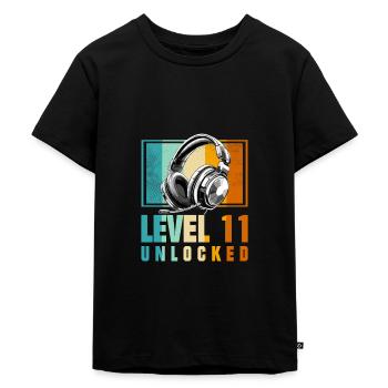 11. Geburtstag Junge Video Gamer Level 11 Unlocked - Kinder Premium Bio T-Shirt - Schwarz - Vorne - Mikhail (115cm)