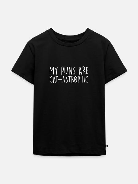 Meine Wortspiele sind katastrophal - Kinder Premium Bio T-Shirt - Schwarz