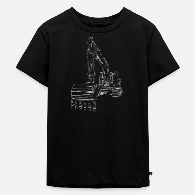 Bagger Zeichnung - Kinder Premium Bio T-Shirt - Schwarz