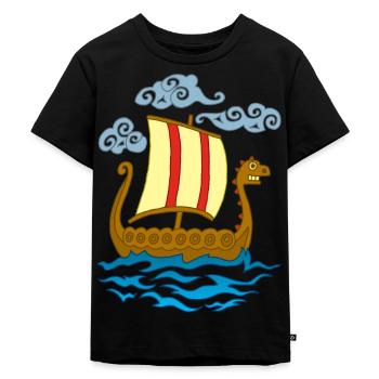 Funny Viking Drakkar - Kids Premium Organic T-Shirt - black - Front - Mikhail (115cm)