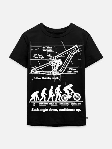 MTB Evolution Blueprint: Full Suspension Downhill - Kinder Premium Bio T-Shirt - Schwarz