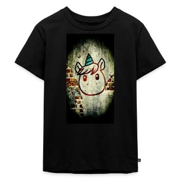 Eenhoorn, eenhoorn - Kinderen Premium Bio T-shirt - zwart - Voor - Mikhail (115cm)
