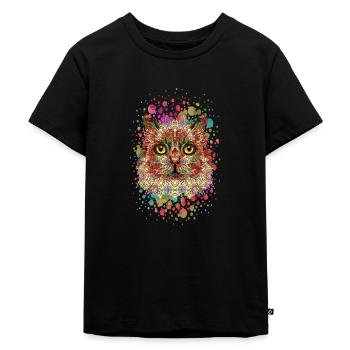 Katze - Kinder Premium Bio T-Shirt - Schwarz - Vorne - Mikhail (115cm)
