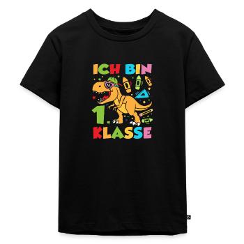 1. Klasse Schulanfang Grundschule Geschenk - Kinder Premium Bio T-Shirt - Schwarz - Vorne - Mikhail (115cm)