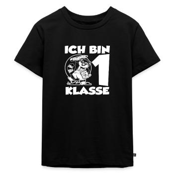 1. Klasse Schulanfang Grundschule Geschenk - Kinder Premium Bio T-Shirt - Schwarz - Vorne - Mikhail (115cm)