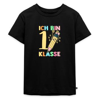 1. Klasse Schulanfang Grundschule Geschenk - Kinder Premium Bio T-Shirt - Schwarz - Vorne - Mikhail (115cm)