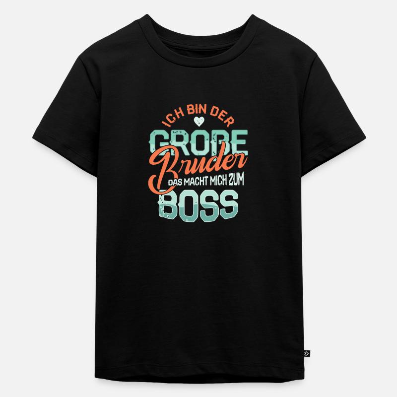 Grosser Bruder Boss Kind Geburt Schwangerschaft - Kinder Premium Bio T-Shirt - Schwarz