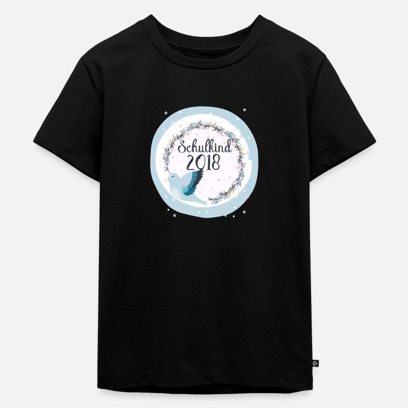 Schulkind 2018 Einschulung Vogel Mädchen - Kinder Premium Bio T-Shirt - Schwarz