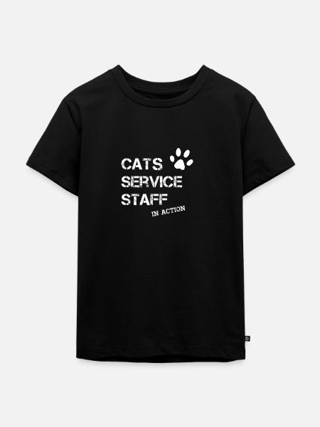 Cats Service Katze Personal - Kinder Premium Bio T-Shirt - Schwarz