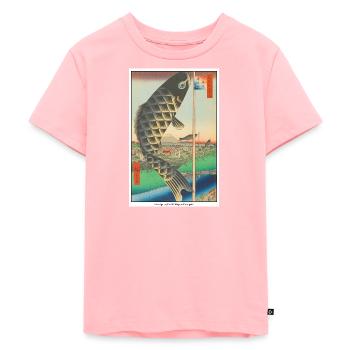 Japanische Kunst Hiroshige - Kinder Premium Bio T-Shirt - Rosa - Vorne - AI Model Kid Female (0cm)