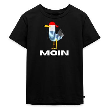 Moin Möwe Deutsch Geschenk - Kinder Premium Bio T-Shirt - Schwarz - Vorne - Mikhail (115cm)