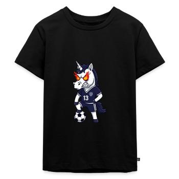 Angry Unicorn Football Fan Jersey 13 - Kids Premium Organic T-Shirt - black - Front - Mikhail (115cm)