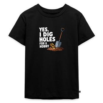 Détecteur de métaux Trous Creuser Hobby Chasseur de trésors - T-shirt Premium bio Enfant - noir - Devant - Mikhail (115cm)