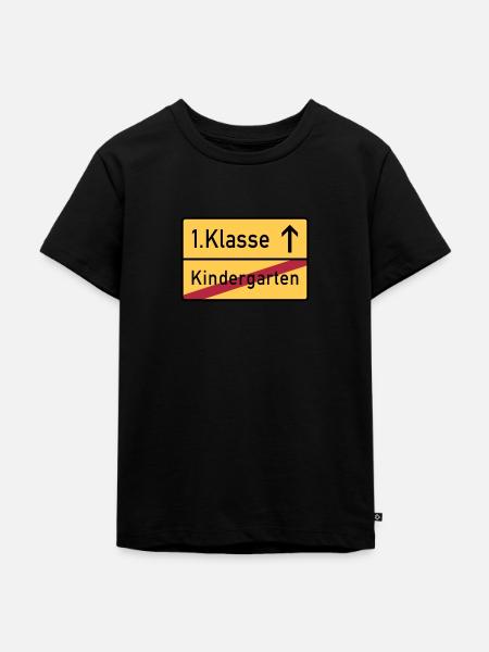 erste klasse - Kinder Premium Bio T-Shirt - Schwarz