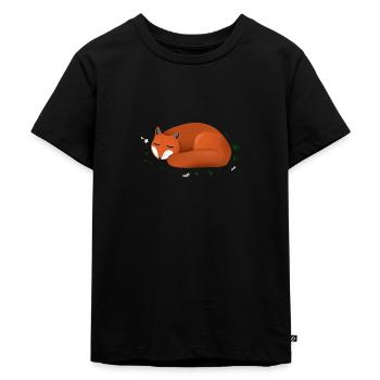 Sleeping red fox - Kids Premium Organic T-Shirt - black - Front - Mikhail (115cm)
