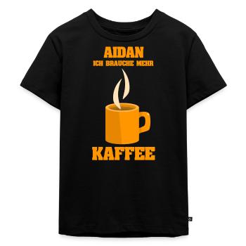 Cafe Aidan - Kinder Premium Bio T-Shirt - Schwarz - Vorne - Mikhail (115cm)
