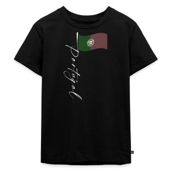 Portugal Landesfarben Herkunft Lissabon Reise - Kinder Premium Bio T-Shirt - Schwarz - Vorne - Mikhail (115cm)
