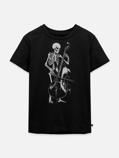 Skeleton spielt Kontrabass - Kinder Premium Bio T-Shirt - Schwarz