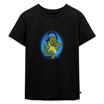 Music Lover I DJ Headphones I Crocodile - Kinder Premium Bio T-Shirt - Schwarz - Vorne - Mikhail (115cm)