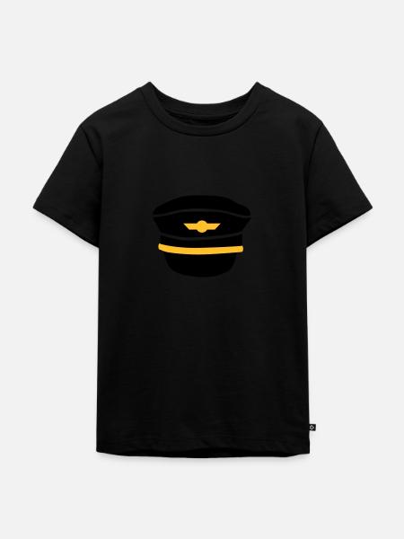 Pilot - Kinder Premium Bio T-Shirt - Schwarz