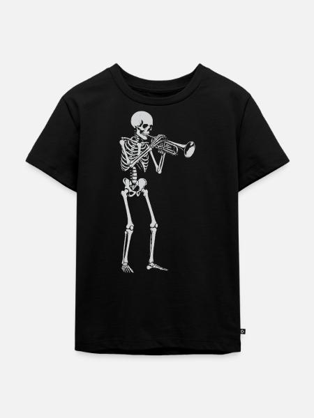 Skeleton spielt Trompete - Kinder Premium Bio T-Shirt - Schwarz
