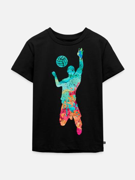 Volleyball Schmettern PopArt - Kinder Premium Bio T-Shirt - Schwarz