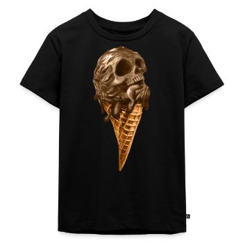 Softeis mit ätherischem Totenkopf - Kinder Premium Bio T-Shirt - Schwarz - Vorne - Mikhail (115cm)
