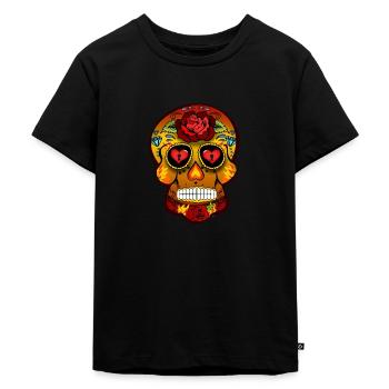 Mexikanischer Schädel - Kinder Premium Bio T-Shirt - Schwarz - Vorne - Mikhail (115cm)