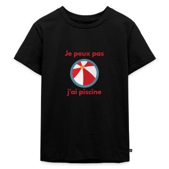 "Ich kann nicht, ich schwimme" (Ballon) - Kinder Premium Bio T-Shirt - Schwarz - Vorne - Mikhail (115cm)