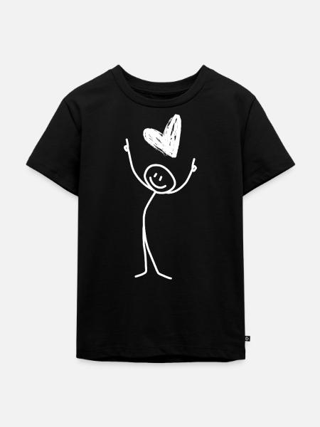 Strichmännchen "Love" (mit Herz) - Kinder Premium Bio T-Shirt - Schwarz