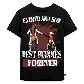 Motocross, Vater und Sohn - Kinder Premium Bio T-Shirt - Schwarz - Vorne - Mikhail (115cm)