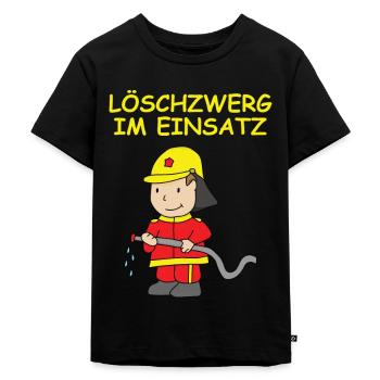 Löschzwerg im Einsatz - Kinder Premium Bio T-Shirt - Schwarz - Vorne - Mikhail (115cm)