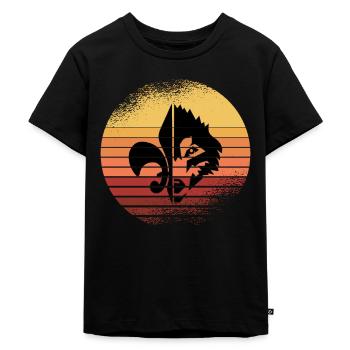 Pfadfinder Vintage Retro Wolf - Kinder Premium Bio T-Shirt - Schwarz - Vorne - Mikhail (115cm)