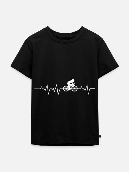 Radfahrer Herz - Kinder Premium Bio T-Shirt - Schwarz