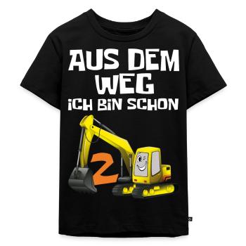 2. Geburtstag 2 Jahre Bagger ich bin schon 2 Jungs - Kinder Premium Bio T-Shirt - Schwarz - Vorne - Mikhail (115cm)