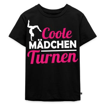 Turnerin Coole Mädchen Turnen Gymnastik Geschenk - Kinder Premium Bio T-Shirt - Schwarz - Vorne - Mikhail (115cm)