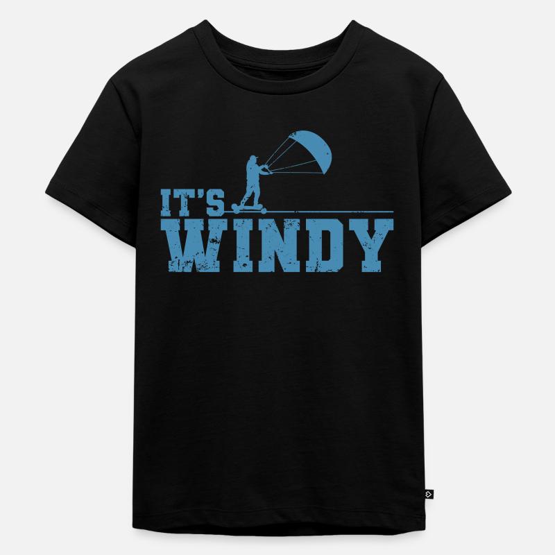 Kitelandboarding It's Windy Outside - Kinder Premium Bio T-Shirt - Schwarz