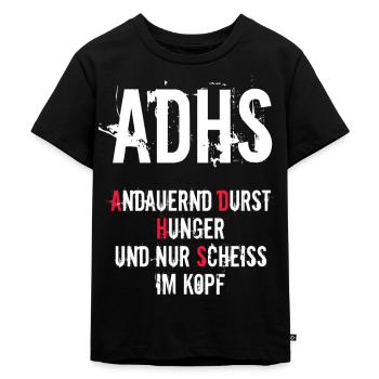 ADHS - Kinder Premium Bio T-Shirt - Schwarz - Vorne - Mikhail (115cm)