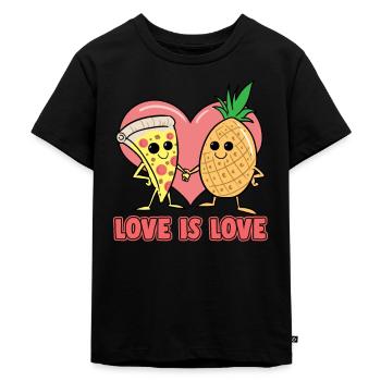 Pizza Ananas Hawaii Pizza L’amour est l’amour - T-shirt Premium bio Enfant - noir - Devant - Mikhail (115cm)